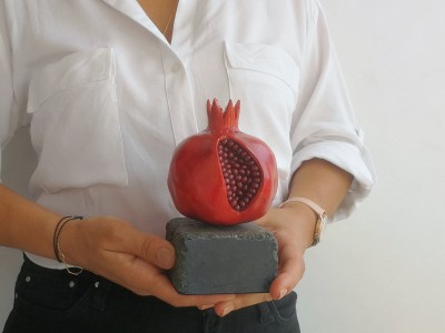 Hand Crafted Solid Wooden Pomegranate