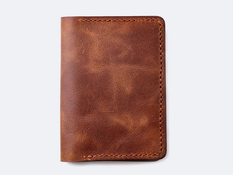 Vertical Bifold Leather Wallet