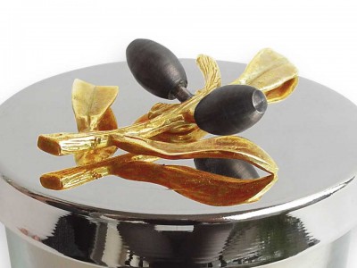 Pomegranate Design Gold and Silver Plated Candle Holder