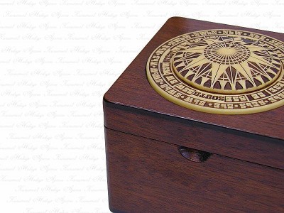 Solid Wooden Box with Compass