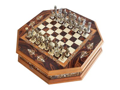 Handcrafted Octagon Design Chess Set with Drawer