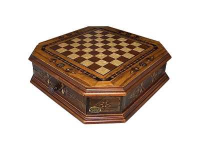 Handcrafted Octagon Design Chess Set with Drawer