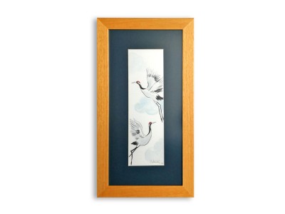 Sign of Lucky and Blessing Crane Birds Watercolor Painting