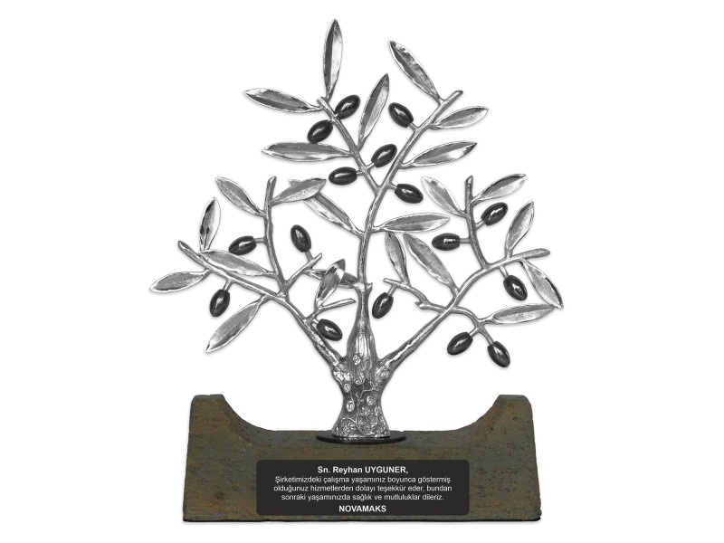Zeytin Ağacı Dekoratif Plaket Gümüş
