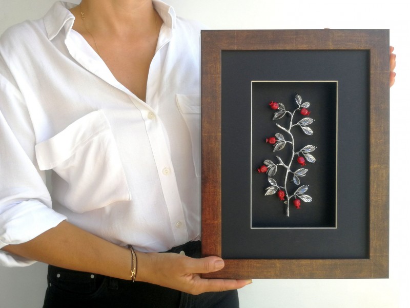 Pomegranate Branch in Frame (Silver)