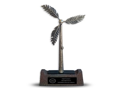 Sustainability Icon Wind Turbine Decorative Award Silver