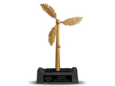 Sustainability Icon Wind Turbine Decorative Award Gold