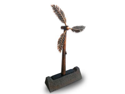Sustainability Icon Wind Turbine Decorative Award Antique Bronze
