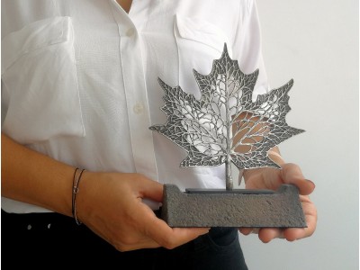 Sycamore Leaf Decorative Plaque Silver (Medium Size)
