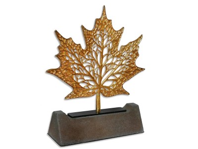 Sycamore Leaf Decorative Plaque Gold (Medium Size)