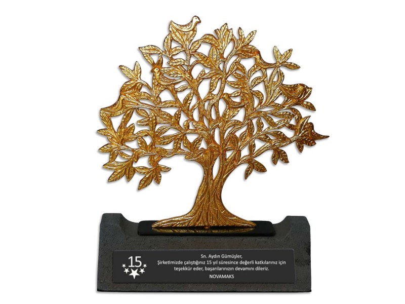 Bird Tree of Life Decorative Plaque Medium Size (Gold)
