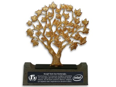 Çınar Ağacı Dekoratif Plaket (Gold)