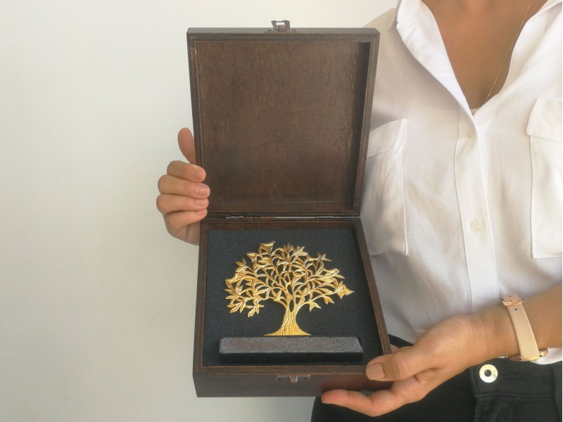 Bird Tree of Life Decorative Plaque Gold (Small)
