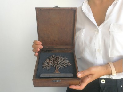 Kuşlu Hayat Ağacı Dekoratif Plaket Antik Bronz (Küçük)