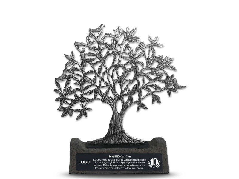 Bird Tree of Life Decorative Plaque Silver (Large)