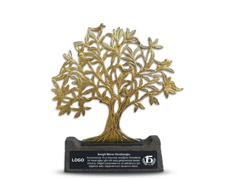 Bird Tree of Life Decorative Plaque Gold (Large)