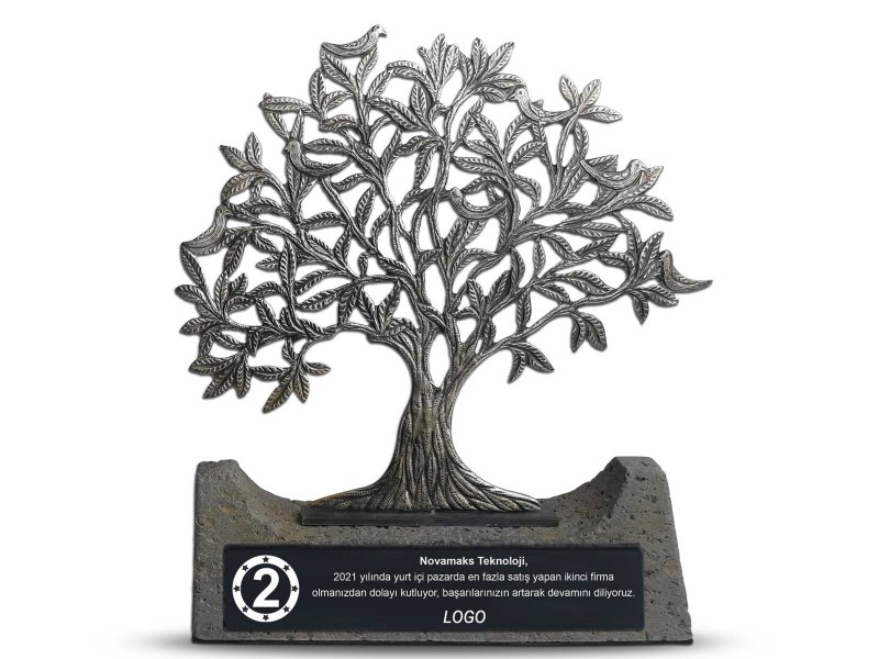 Bird Tree of Life Decorative Plaque Silver (XL Large)