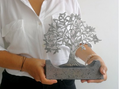 Bird Tree of Life Decorative Plaque Silver (XL Large)