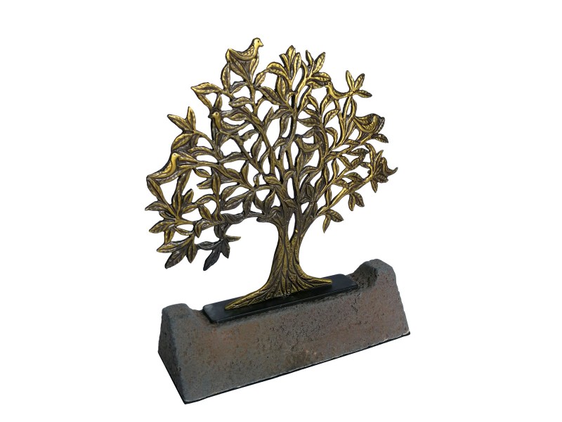 Bird Tree of Life Decorative Plaque Antique Brass Medium Size