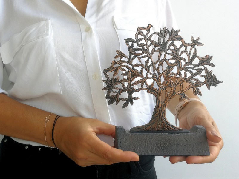 Kuşlu Hayat Ağacı Dekoratif Plaket Antik Bronz (Büyük)