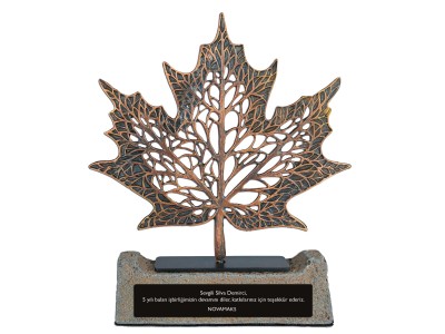 Çınar Yaprağı Dekoratif Plaket Antik Bronz (Orta Boy)