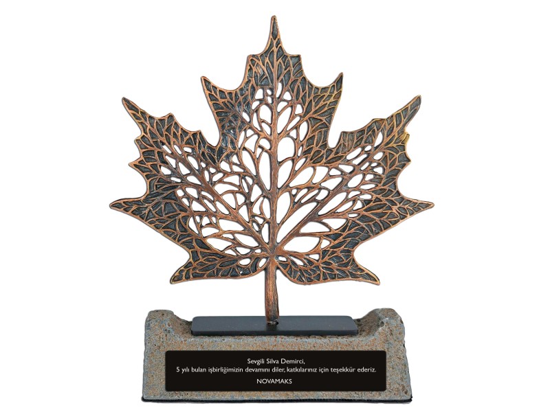 Çınar Yaprağı Dekoratif Plaket Antik Bronz (Orta Boy)