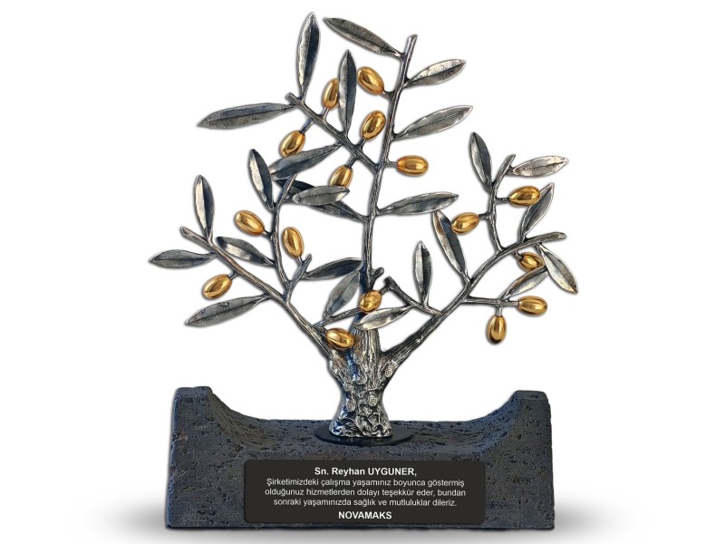 Zeytin Ağacı Dekoratif Plaket Gümüş