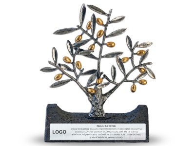 Zeytin Ağacı Dekoratif Plaket Gümüş