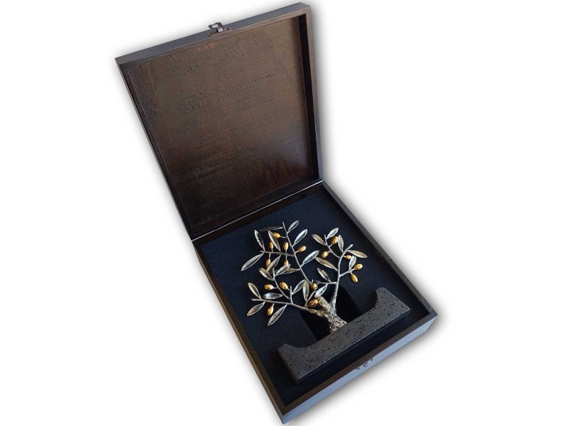 Zeytin Ağacı Dekoratif Plaket Gümüş