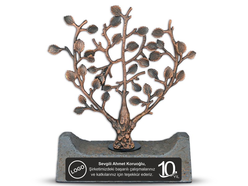 Büyük Hayat Ağacı Dekoratif Plaket Antik Bronz