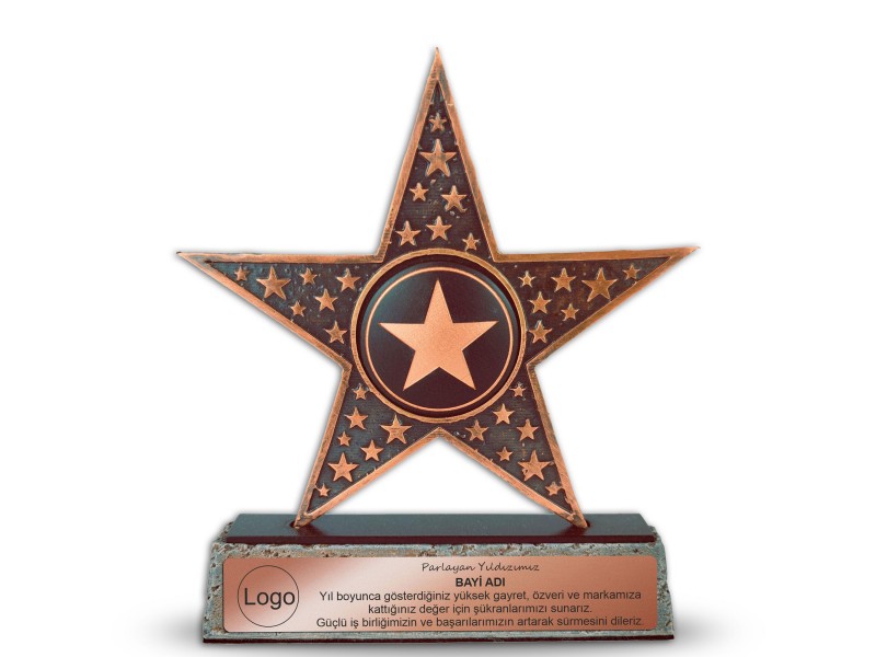 Parlayan Yıldızımızsın Temalı Dekoratif Plaket (Antik Bronz)